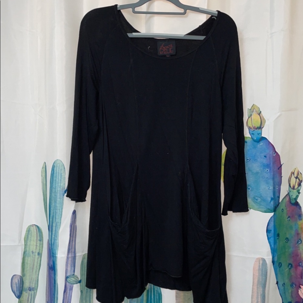 French Blue womens black blouse with pockets